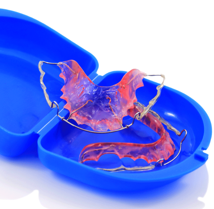 two retainers in a blue case